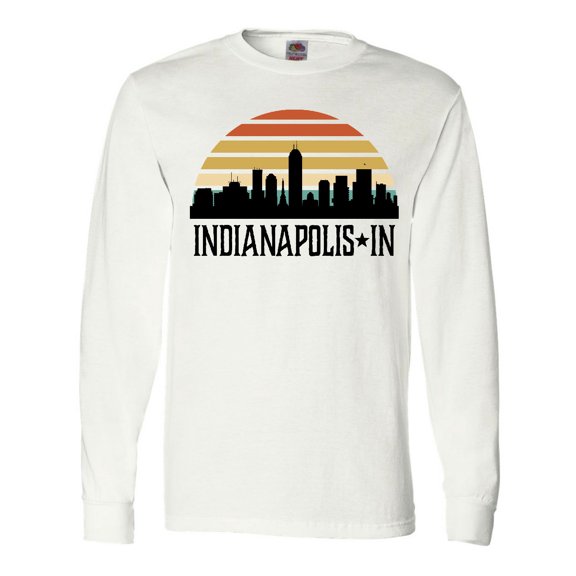 Inktastic Indianapolis Indiana Skyline Retro Long Sleeve T-Shirt