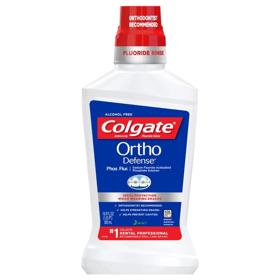 Colgate Ortho Defense Phos-Flur Fluoride Mouthwash, Alcohol Free, Mint, 16.9 fl oz
