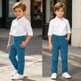 thumbnail image 4 of Edvintorg Boys' Pants Solid Color High Waisted Corduroy Trouser Fall Winter Stretch Casual Pant with Pocket Teen Clothes Size 5-16, 4 of 9