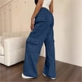 thumbnail image 3 of BAVIRRA Junior Women's Multi Pocket Wide Leg Cargo Sweatpants, Drawstring Waist Heather Knit Casual Pants, 3 of 5