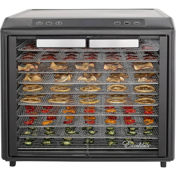 Excalibur Electric Food Dehydrator Select Series 10-Tray with Adjustable Temperature Control Includes Chrome Plated Drying Trays Stainless Steel Construction and Glass French Doors, 800-Watts, Black