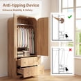 thumbnail image 3 of YDN Modern Arched Wardrobe Closet - 70" Wardrobe Closet Armoire with 2 Doors & Hanging Rod, Wooden Armoire Wardrobe Closet with Drawers Tall Armoires Storage Organizers for Bedroom,Nature Finish, 3 of 11