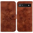 thumbnail image 2 of Compatible with Google Pixel 6A Embossed Lily Wallet Case with Card Holder PU Leather Flip Cover, 2 of 5