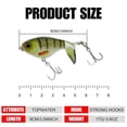 thumbnail image 3 of 3PCS Bass Whoper Plopper Lures, Plopping with Floating Rotating Tail, Bass Fishing with Barb Treble Hooks, 3 of 5