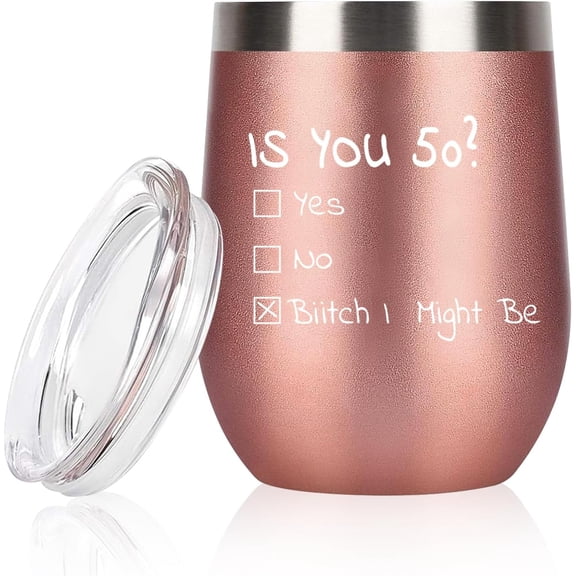 50th Birthday Gifts for Women,1974 12 oz Stemless Winne Tumbler Funny Turning 50 Year Old Birthday Gift Ideas for Wife, Mom, Daughter