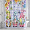 thumbnail image 2 of Easter Gnome Shower Curtain for Bathroom, Sunflower Blue Hydrangea Flowers Butterflies Purple Plaid Waterproof Cloth Fabric Bathroom Accessories Set with 12 Rust Proof Plastic Hooks, 72"x78", 2 of 9