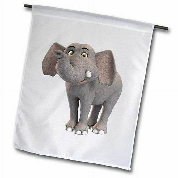 3dRose, A baby cartoon elephant smiling, 18 x 27 inch Garden Flag