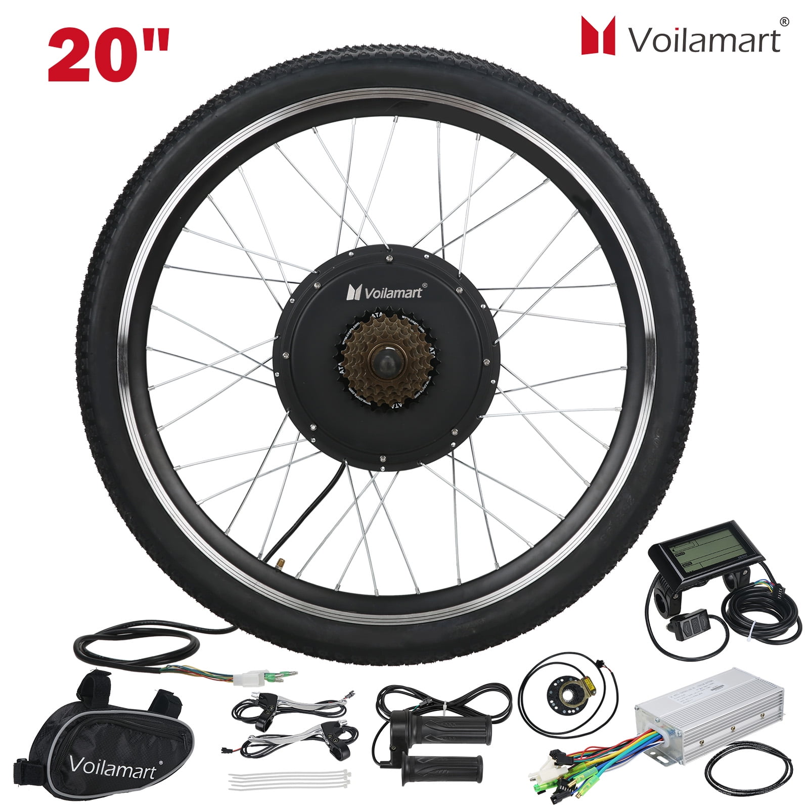 48V 1000W Rear Wheel Electric Bicycle E-Bike Conversion Kit Cycling Motor w/ LCD 