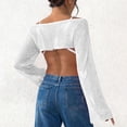thumbnail image 6 of AGWOLF Women's Crochet Knit Cover Ups Beach Hollow Out Crop Swimsuit Cover Up Top Vacation Bathing Suits Swimwear White Free Size, 6 of 6
