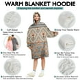 thumbnail image 5 of Wearable Oversized Blanket,Orange Geometric Diamond Cross Pattern Wearable Blanket Hoodie for Adults,Cozy Hooded Blankets with Super Pockets,Super Warm Fuzzy Pullover for Women & Men, 5 of 6