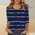 thumbnail image 2 of Yubnlvae Dark Blue Womens 3/4 Length Sleeve Tunic Tops Casual V Neck Shirts Basic Tees Business Work Blouses Summer Fall 2025 Clothes, L, 2 of 7
