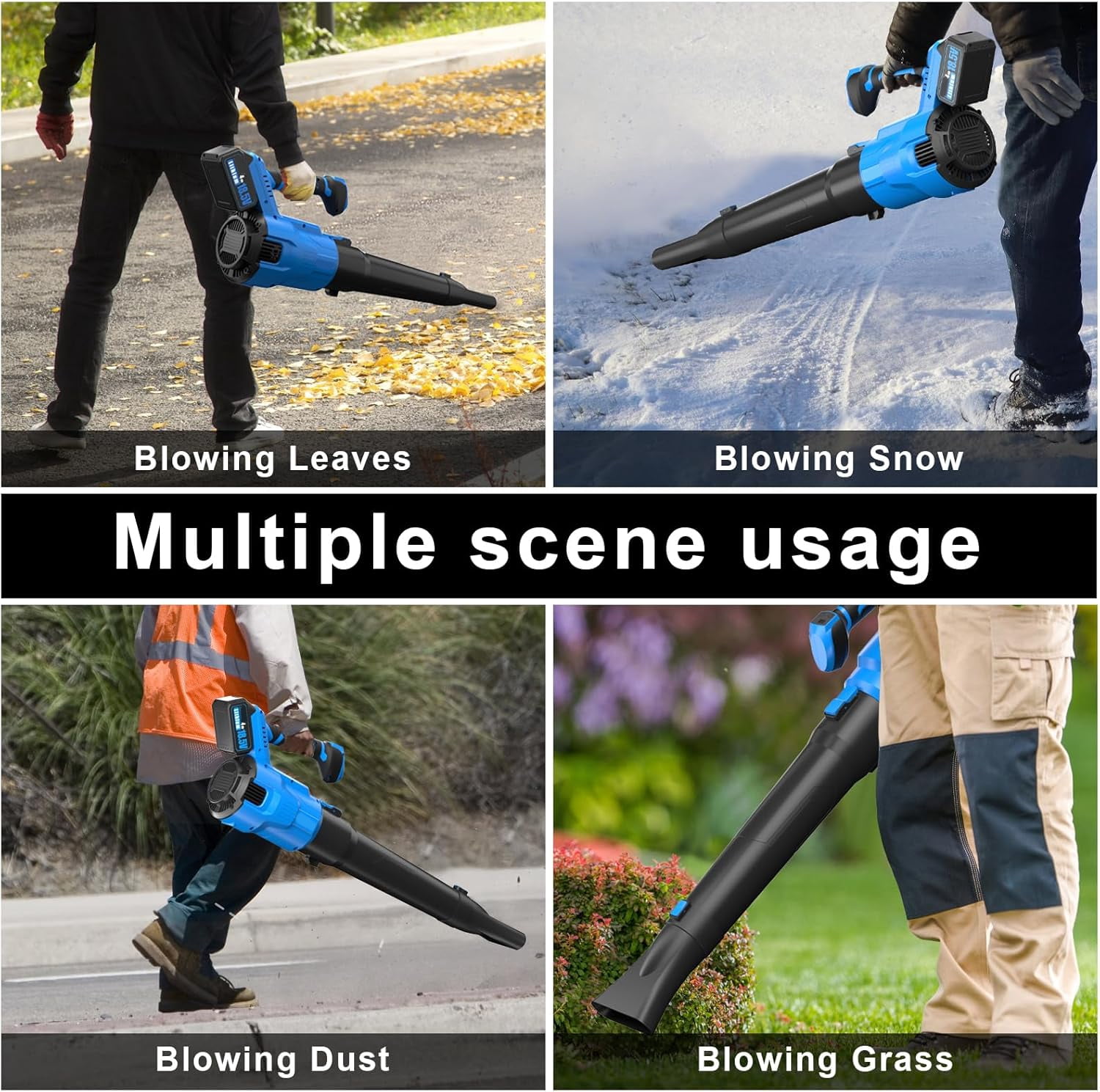 Azzunox Leaf Blower 580CFM 120MPH, Cordless Brushless Motor with 2 X 4.0Ah Batteries and Fast Charger 3 Speed Mode for Lawn, Patio & Dust Cleaning