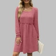 thumbnail image 2 of gakvbuo Fall Dresses For Women 2023 Plus Size Mini Dress Long Sleeve Wrap Dress For Women Wedding Guest Woman Temperament Dress Solid Color Long Sleeve Collar Dress, 2 of 8