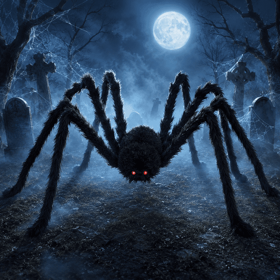 Halloween Giant Spider Halloween Outdoor Decoration, 11.8 in Giant Spider for Halloween Outdoor Garden, Yard, Haunted House, Halloween Party Decoration (Black)