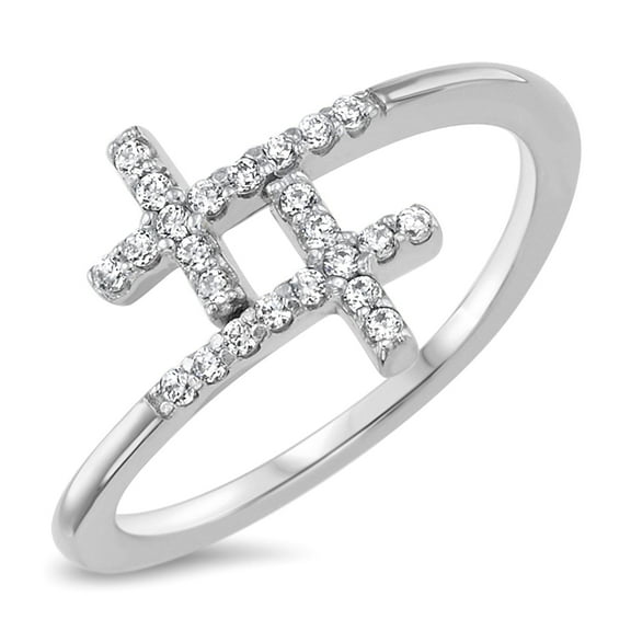 Sterling Silver 925 Women's Cross Ring