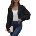 thumbnail image 3 of Cardigan Sweaters for Women Open Front Cropped Cardigan Sweater Long Sleeve Knit Bat Sweaters Shrug Top, 3 of 10