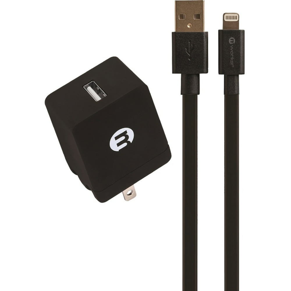mworks! mPOWER! Single Port Home Charger With Lightning Cable 2.0 Meter Black