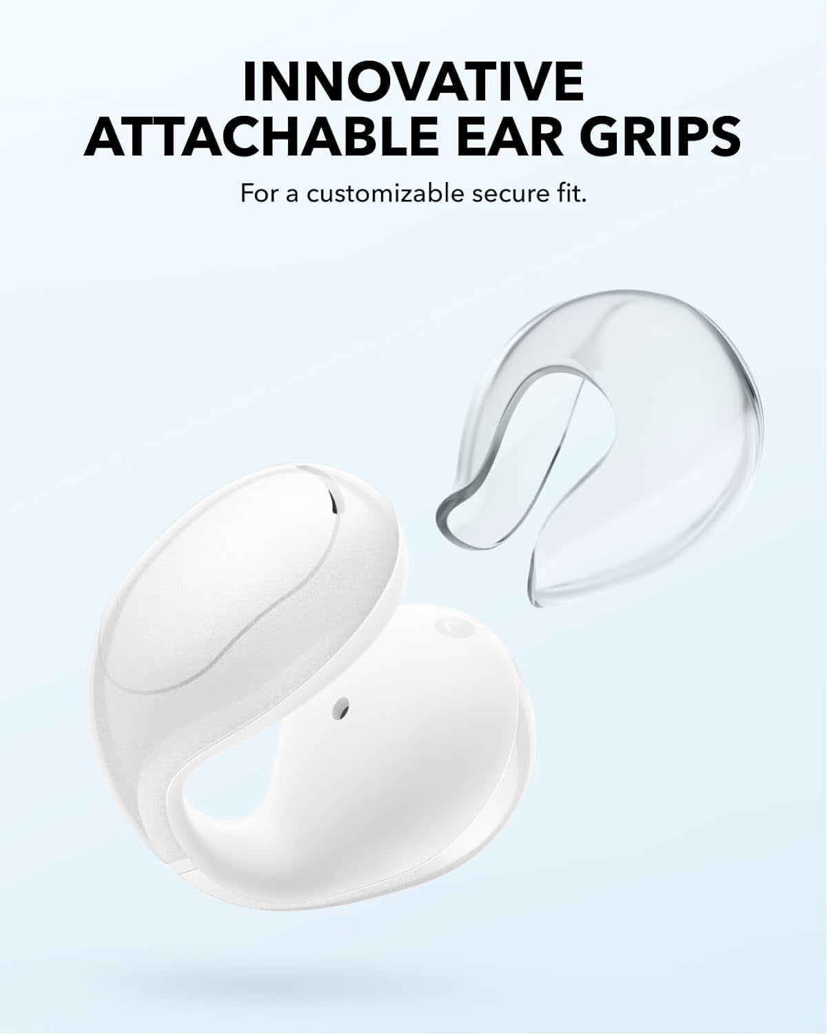 Soundcore C30 by Anker, Open-Ear Earbuds, Clip-On Headphones, White