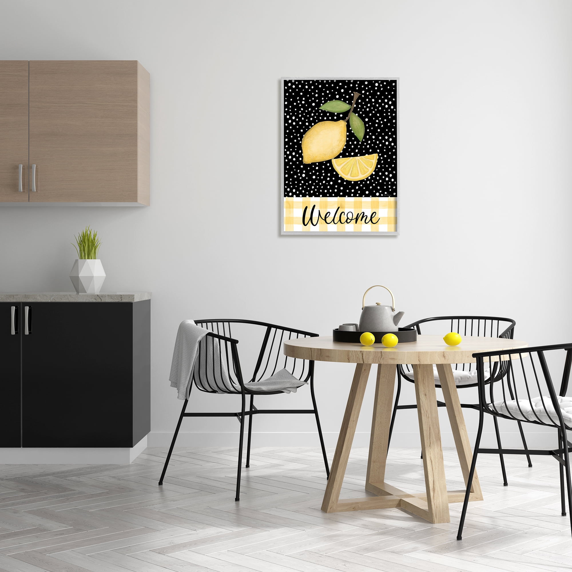 Stupell Industries Country Welcome Sign Polka Dot Pattern Lemons Graphic Art Gray Framed Art Print Wall Art, Design by Lisa Larson Licensing