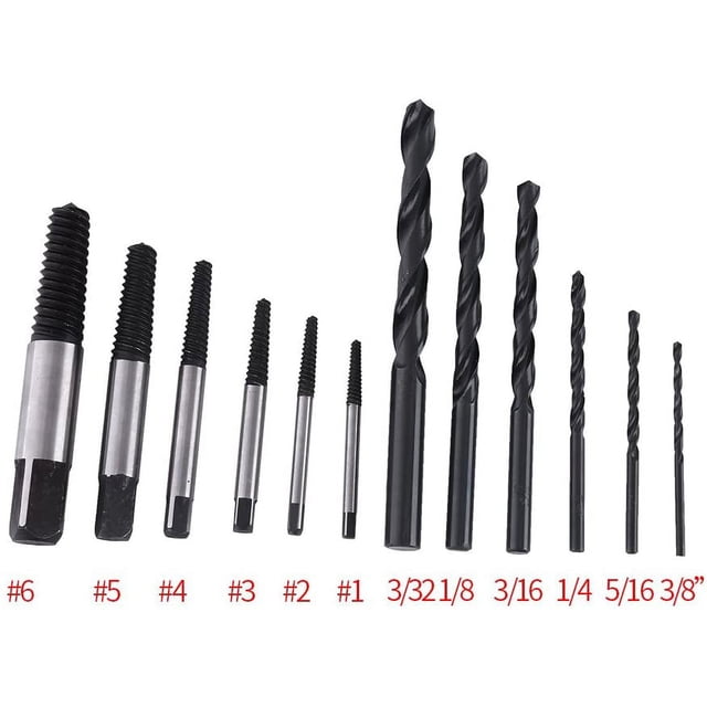 Caja de 12 piezas 4 mm-25 mm Tornillos rotos dañados, espárragos, extractores de pernos con brocas Adepaton YQ-2298