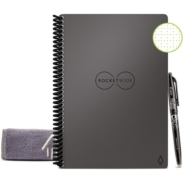 Rocketbook Core Digital Reusable Notebook Gray Executive Size Ecofriendly Notebook (6" x 8.