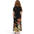 thumbnail image 2 of Uourmeti Mushroom Frog Moon Night Print Dress for Girls Short Sleeve Loose Casual Holiday Dresses Elegant Maxi Floor Length A-Line Dress, Size 11-12 Years, 2 of 7