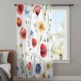 thumbnail image 4 of Pink Colorful Poppy Sheer Curtains 45 Inches Long, Spring Pastoral Flowers Leaves Light Filering Curtains, Breathable Simi Curtain Privacy Drapes for Kitchen Bathroom Small Window Treatment, 4 of 9