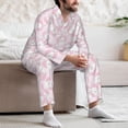 thumbnail image 7 of Honeii Cute Rabbit Pattern Mens Pajamas Set,2pcs Men's Lounge Long Sleeve Sleep Shirt and Pajama Bottoms Sleepwear Set,Mens Pjs Sets-X-Large, 7 of 7