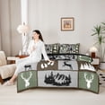 thumbnail image 4 of Castle Fairy Vintage Hunting Animal Deer Full Size Bedding Sets 7 Pieces for Teens,Rustic Compass Pine Tree Full Size Bed in a Bag,Green Brown Gray,Black Reversible, 4 of 7