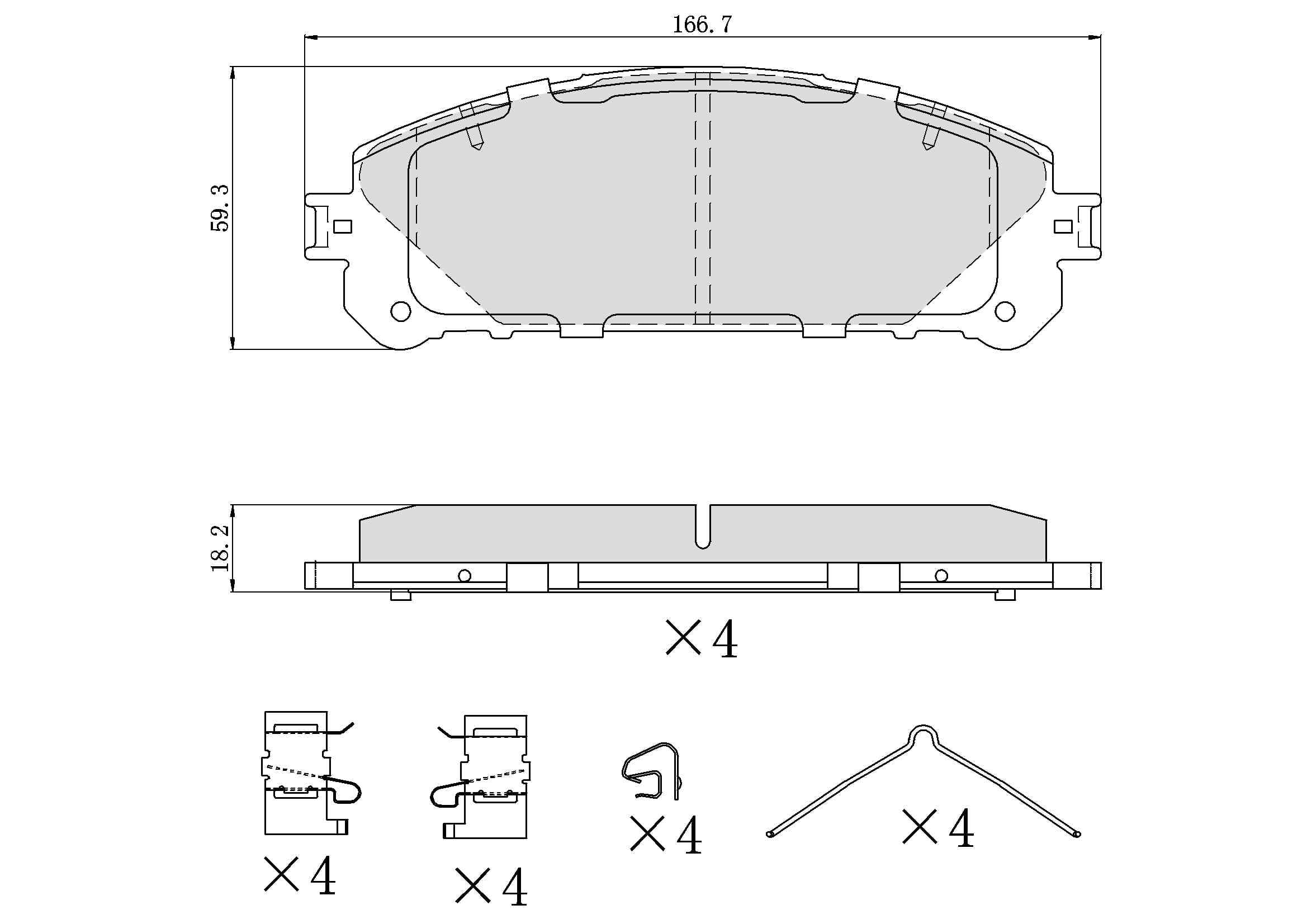 Winstop Brake Pad Set, Front WS.1324.0.C, Toyota Highlander 2019-2008