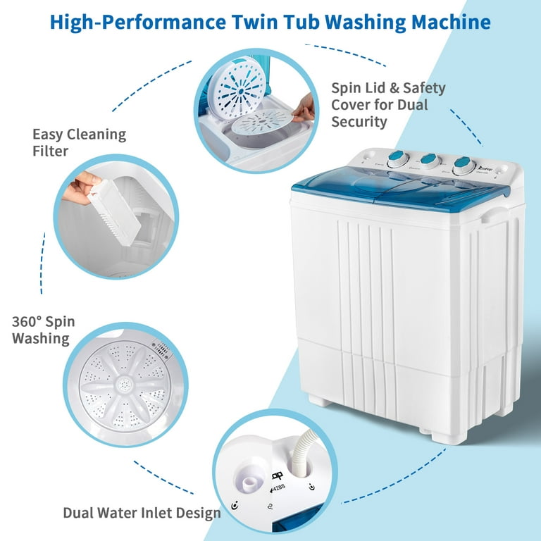 Reiko Semi-Automatic Folding Mini Portable Washing Machine, Portable Mini Turbo in Blue