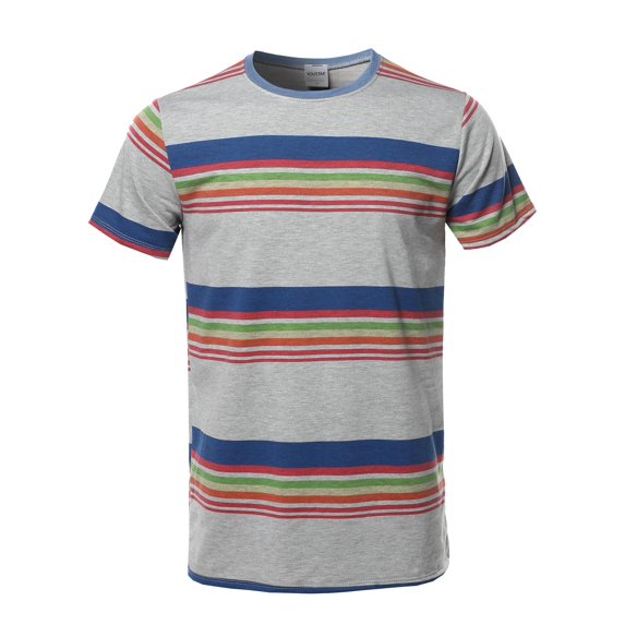 FashionOutfit Men's Stripe Pattern French Terry Short Sleeves Top