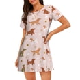 thumbnail image 1 of Easygdp Star Cute Dog Camisón de manga corta para mujer, informal, estampado, 1 of 6