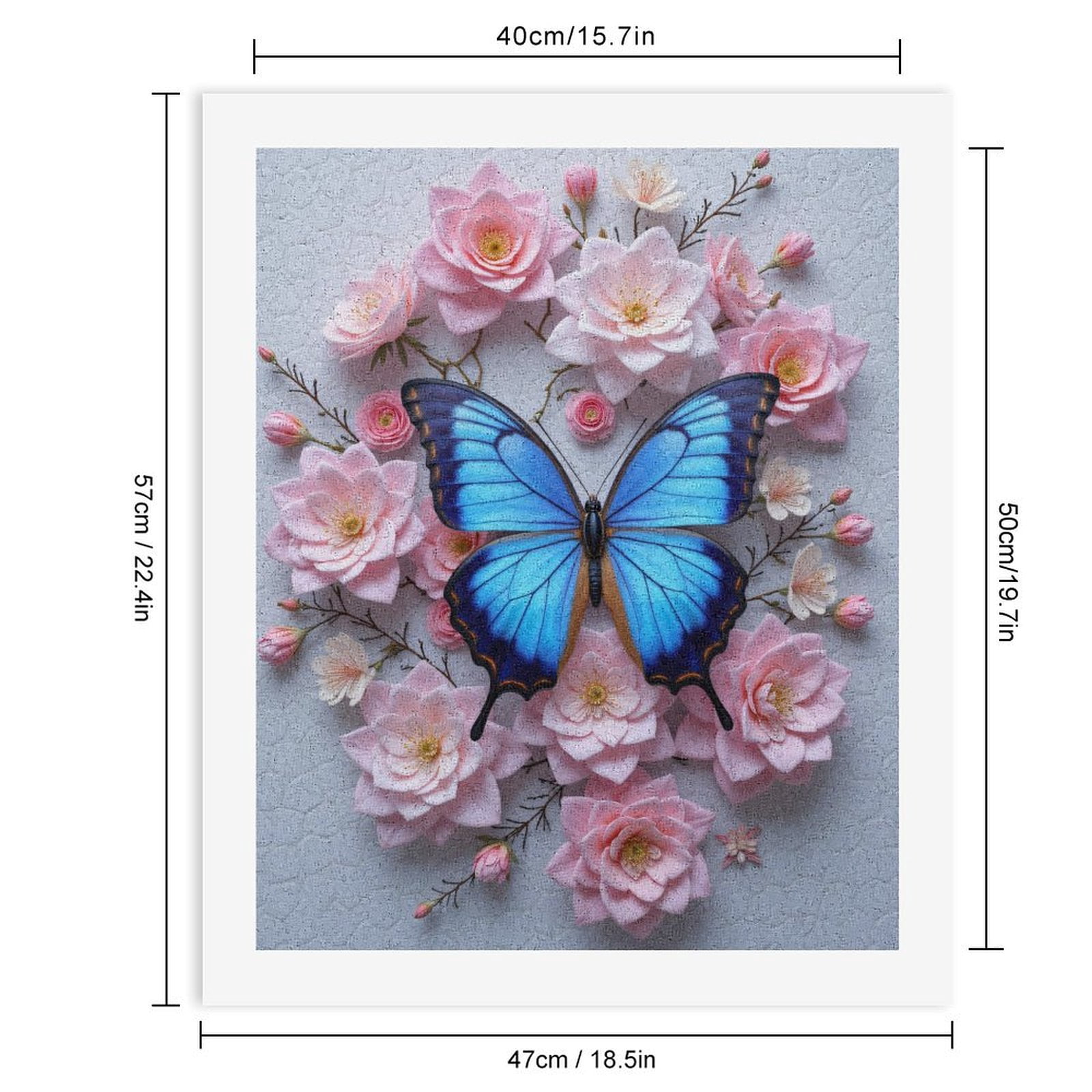 Paint By Numbers Kit for Adults Beginner - Blue Butterfly Pink Blossoms Art DIY Canvas Painting Kits for Adults, Frameless Paint By Number for Adults for Home Wall Decor 16x20 Inch