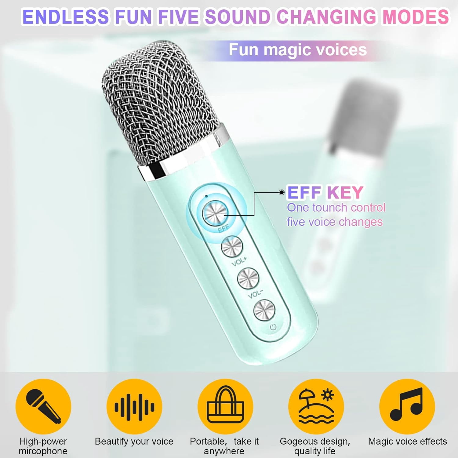 Mini Karaoke Machine, Portable Bluetooth Speaker with 2 Wireless Karaoke Microphones,Singing Machine Karaoke System for Kids Adult for Travel Home Party Birthday Singing