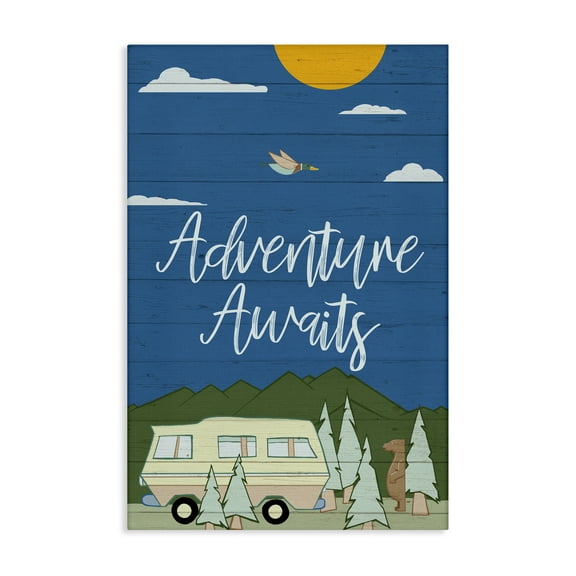 Stupell Industries Adventure Awaits Landscape Landscape Painting Gallery Wrapped Canvas Art Print Wall Art, 16 x 24