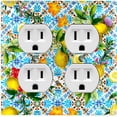 thumbnail image 1 of Metal Light Switch Plate Cover Colorful Floral Fruit Tile Pattern TIL011, 1 of 13
