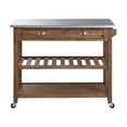 thumbnail image 4 of Boraam Sonoma 35.75in. H Wood Kitchen Cart with Stainless Steel Top - Barnwood Wire-Brush Finish, 4 of 7