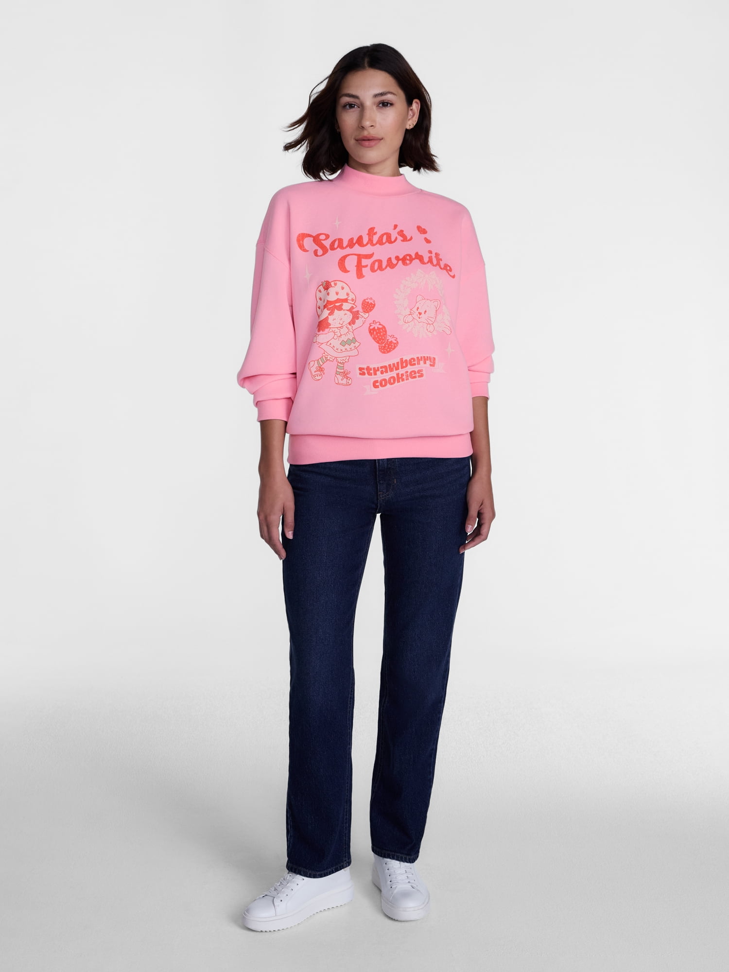 Strawberry Shortcake Women's Christmas Graphic Mock Neck Sweatshirt, Sizes XXS-XXL