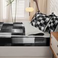 thumbnail image 5 of Homewish Black Ombre Checkered Zipper Twin Comforter Sets with Fitted Sheet and 2 Pillowcases,Abstract Artwork Zipper Bedding Set,Light Gray Reversible,4pcs, 5 of 8