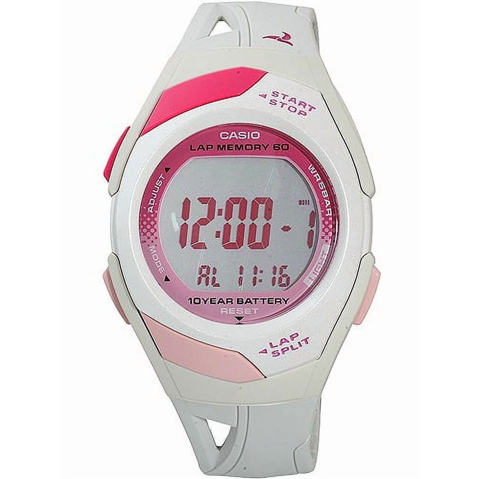Casio Women's 60-Lap Sport Watch, White/Pink STR300-7