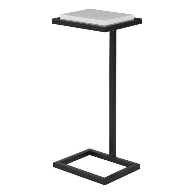 Uttermost Contemporary Metal Accent Table with Marble Top in Black/White
