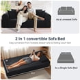thumbnail image 6 of VFD Modern 3-Seater Sofa with Deep Seat, No Assembly Required, Modern Corduroy Couch with 2 Pillows, Lazy Compression Sofa for Living Room Bedroom, Hybrid Sofa in a Box, Black, 6 of 11