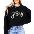 thumbnail image 2 of Jesus Sweatshirt for Women - Pearl Script Christian Faith Crewneck Pullover Black Sweatshirt Adult Small, 2 of 7