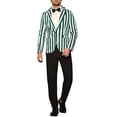 thumbnail image 2 of INSPIRE CHIC Men's Suit Striped Single Breasted Slim Fit Casual Vertical Stripes Blazer S Green White, 2 of 5