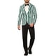 thumbnail image 2 of INSPIRAR CHIC Traje de Hombre a Rayas de Un Solo Botón Ajustado Casual Blazer Vertical Rayas Verde Blanco, 2 of 5
