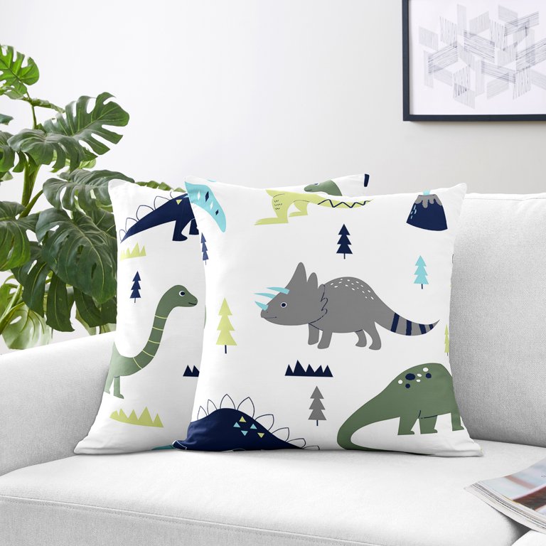 Juvale 4 Pack Dinosaur Decorative Kids Throw Pillow Covers 18x18