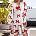 thumbnail image 5 of WTOBBY Women's Christmas Themed Dress Loose V-Neck Long Sleeve Casual Holiday Print Party Wear with Festive Design for Special Events,Beige L, 5 of 6