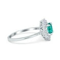 thumbnail image 2 of Halo Vintage Round Ring Paraiba Tourmaline CZ 925 Sterling Silver Size 7, 2 of 7