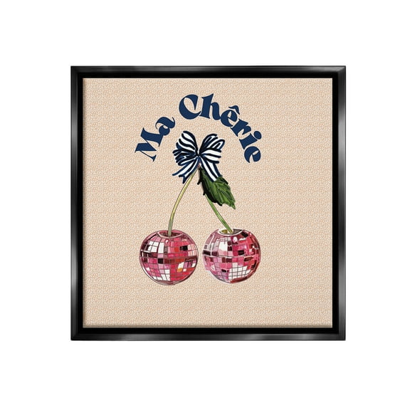 Stupell Industries Patterned Ma Cherie Food & Beverage Painting Black Floater Framed Canvas Art Print Wall Art, 18 x 18